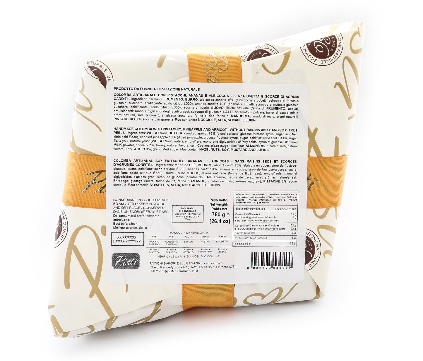 colomba pistacchio ananas e albicocca - pisti shop
