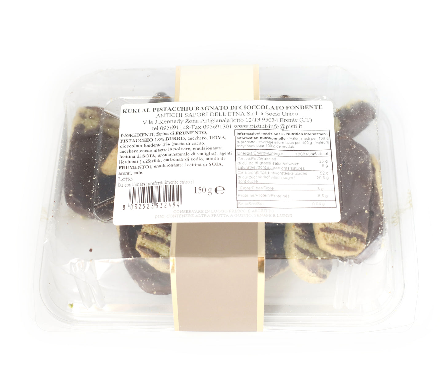 kuki al pistacchio bagnato di cioccolato fondente - pisti shop