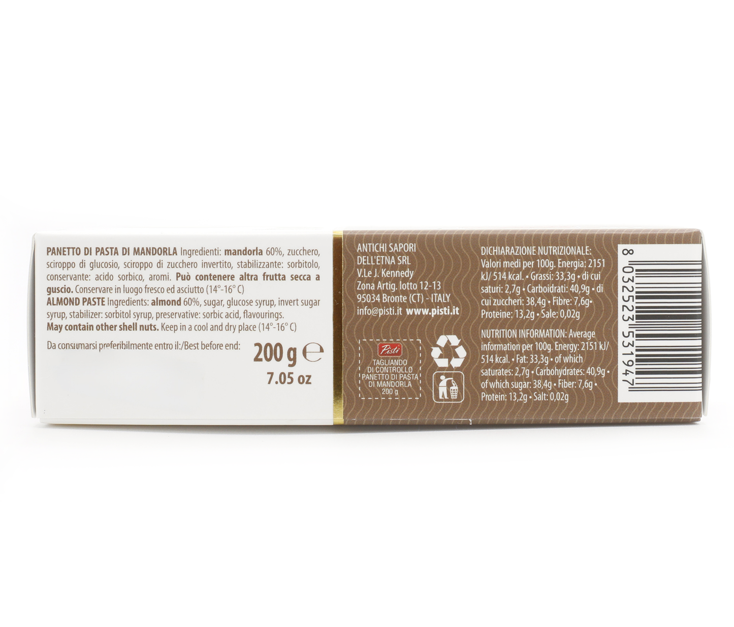 panetto di pasta di mandorle - pisti shop