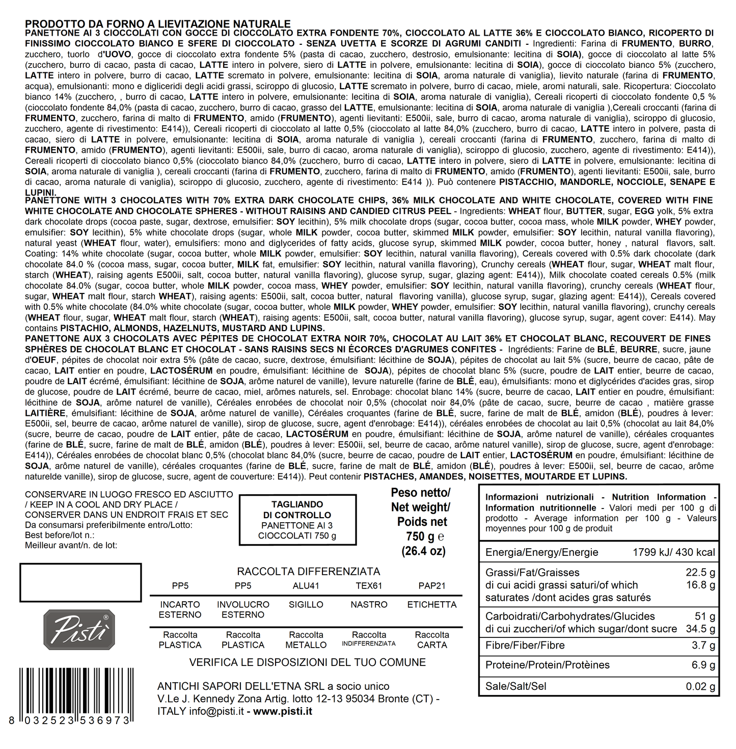 panettone ai 3 cioccolati