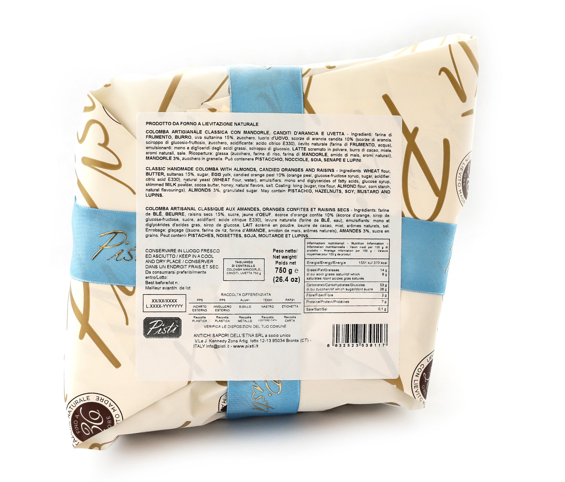 Colomba Classica canditi d’arancia e uvetta - Pisti Shop