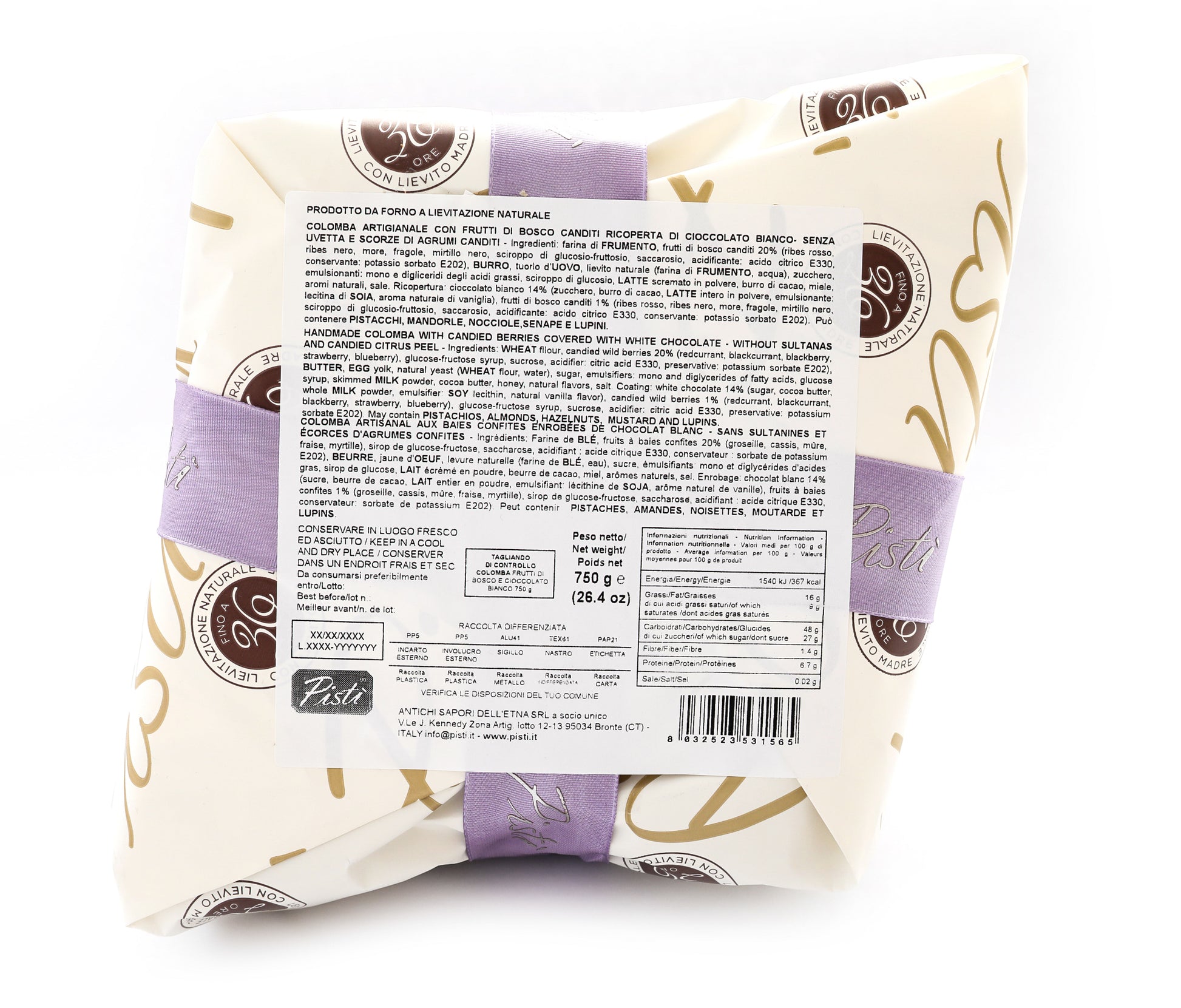 Colomba Frutti di Bosco e cioccolato bianco - Pisti Shop