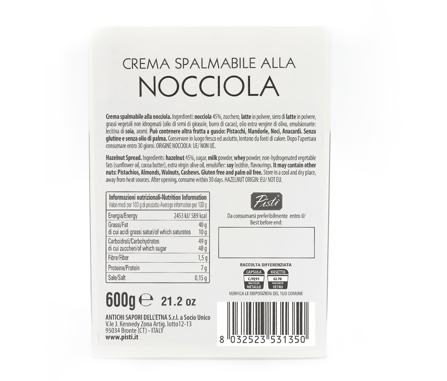 crema spalmabile alle nocciole - pisti shop