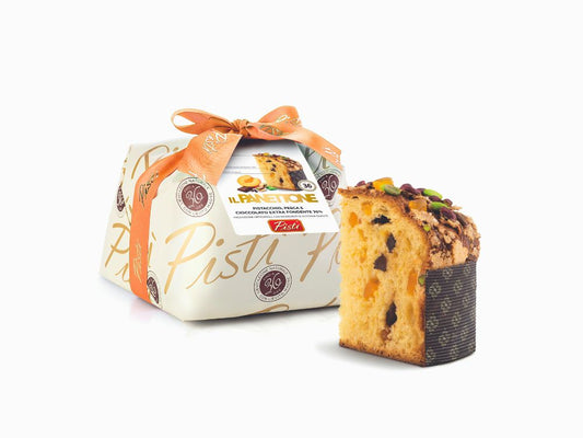 Panettone Pistacchio Pesca e Cioccolato Extra Fondente 70%