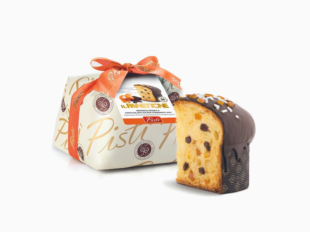 panettone all'arancia rossa e cioccolato extra fondente 70%