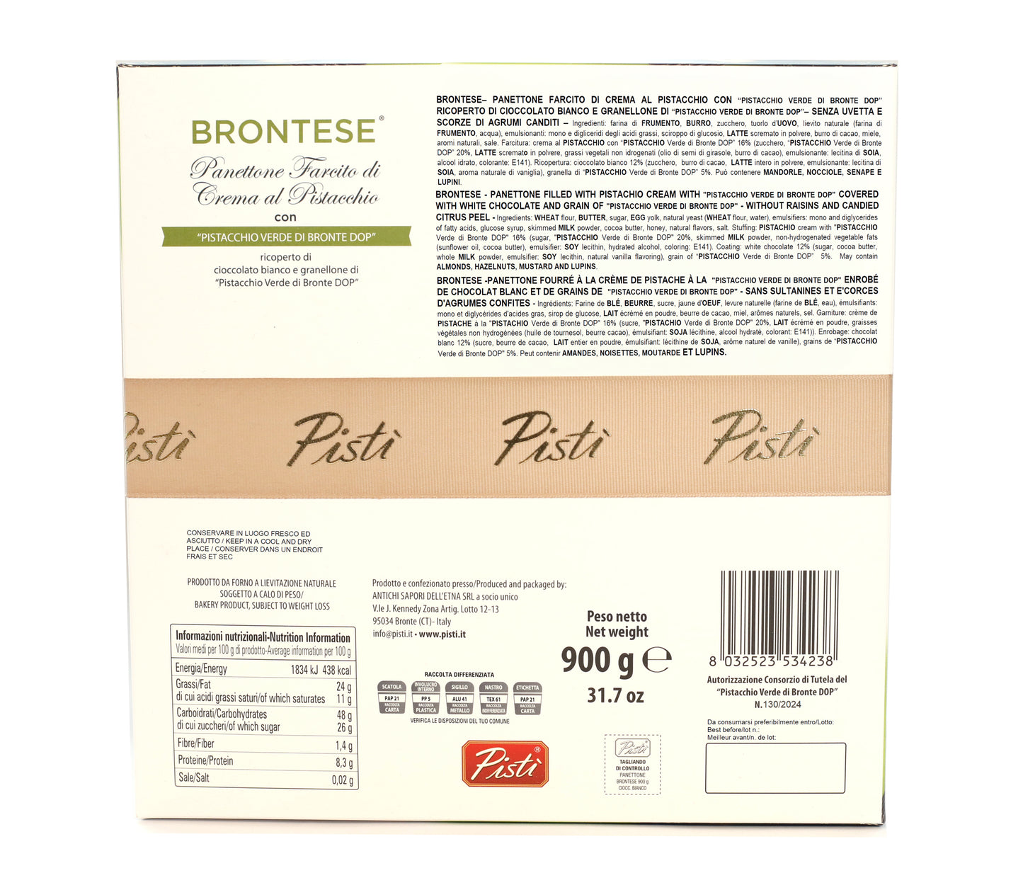 panettone brontese con cioccolato bianco - pisti shop