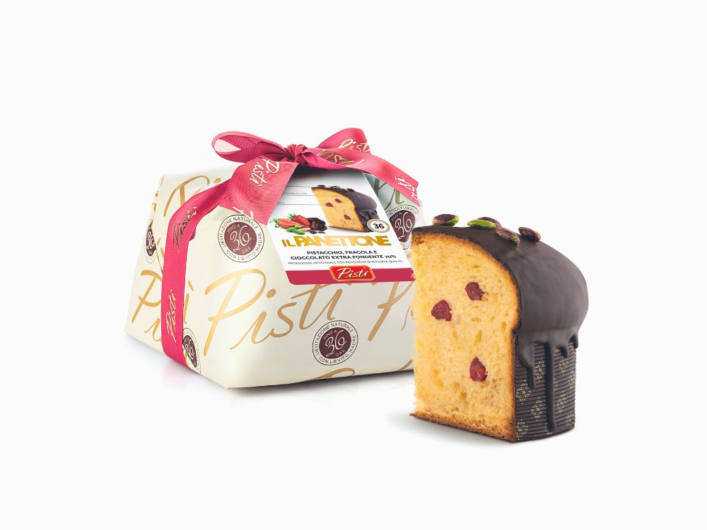 panettone con fragola pistacchio e cioccolato fondente