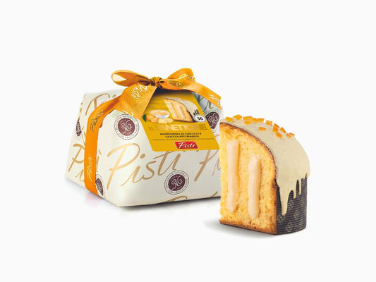 Panettone farcito di Crema al Mandarino di Ciaculli ricoperto di Cioccolato Bianco
