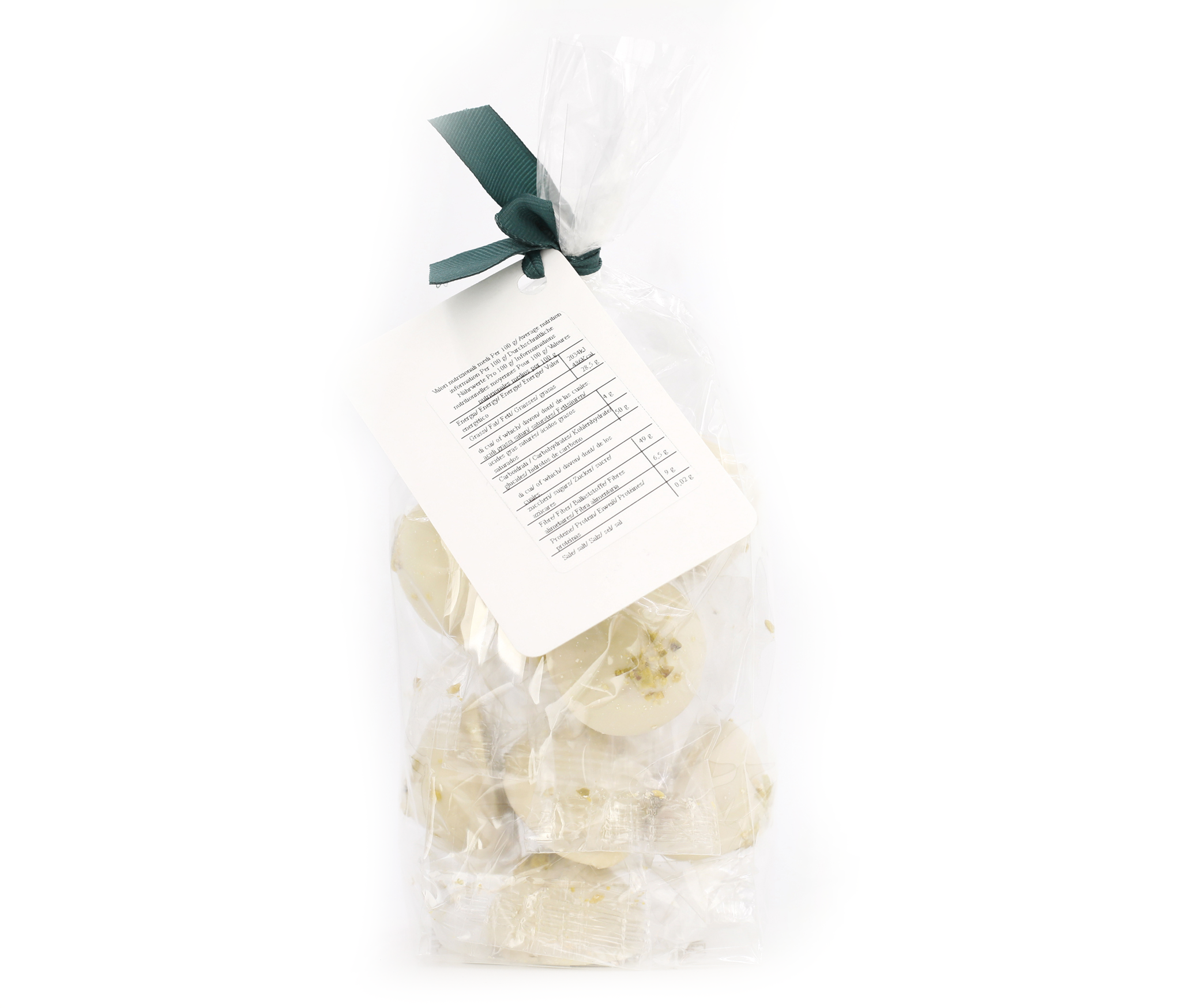 Pasta de Pistachos y Almendras recubierta de Chocolate Blanco
