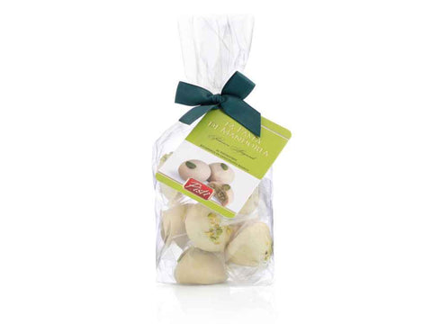 Pasta di Mandorla al Pistacchio ricoperta di cioccolato bianco