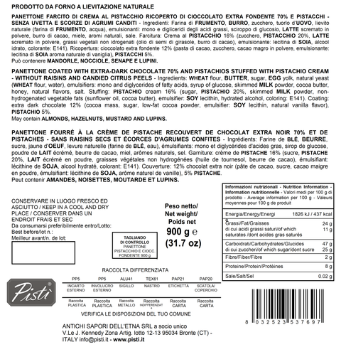 Special Edition: Panettone Farcito al Pistacchio e Ricoperto di Cioccolato Fondente - Pisti Shop