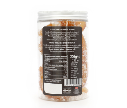 Scorze di Arancia candita e ricoperta di Zucchero - Pisti Shop