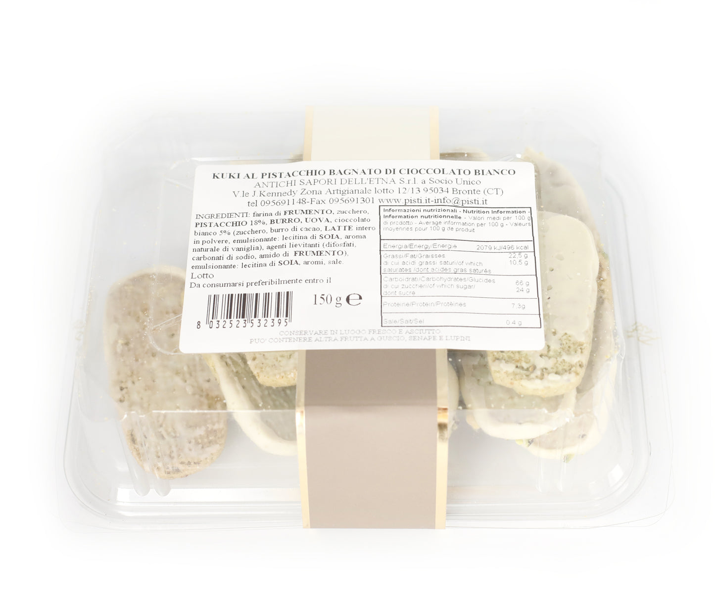 kuki al pistacchio bagnato di cioccolato bianco - pisti shop