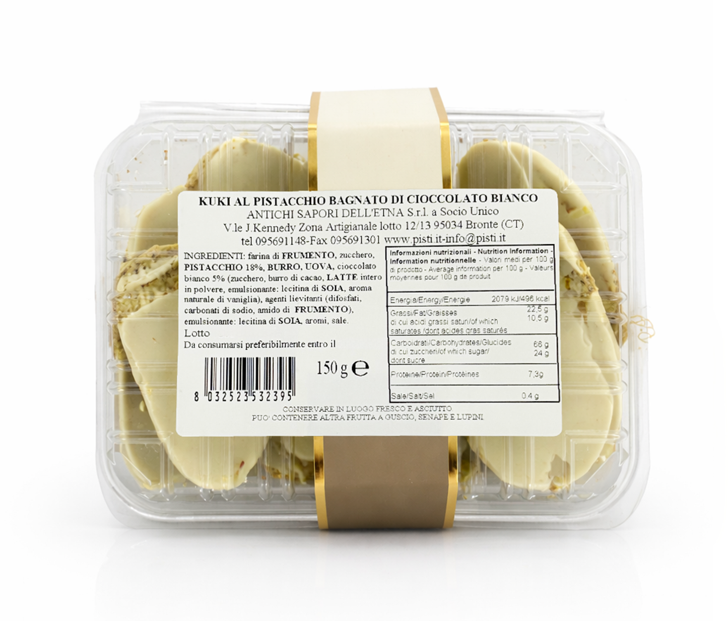 kuki al pistacchio bagnato di cioccolato bianco - pisti shop
