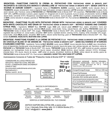Panettone Brontese con Cioccolato Bianco - Pisti Shop