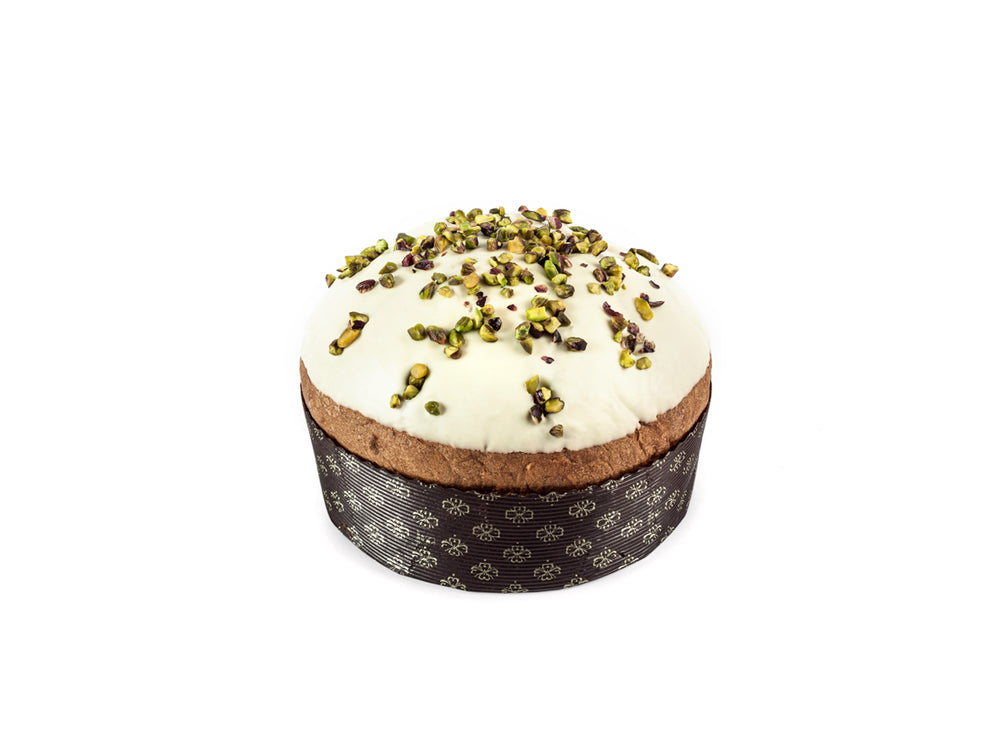 Panettone Stuffed with Pistachio and Covered with White Chocolate
