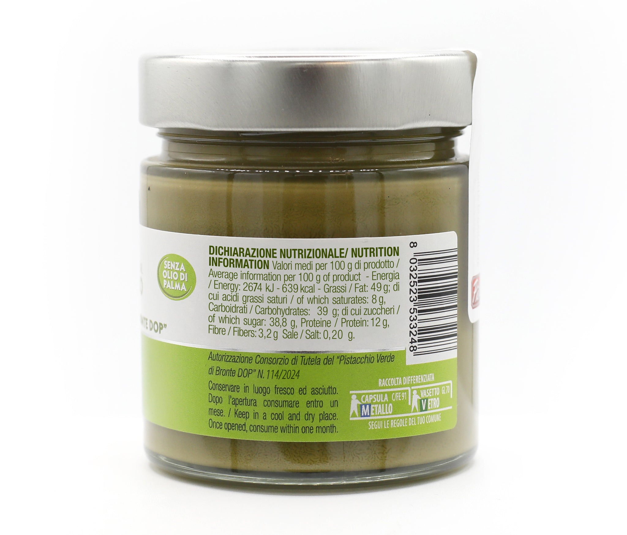 Crema Spalmabile al Pistacchio con "Pistacchio Verde di Bronte Dop"