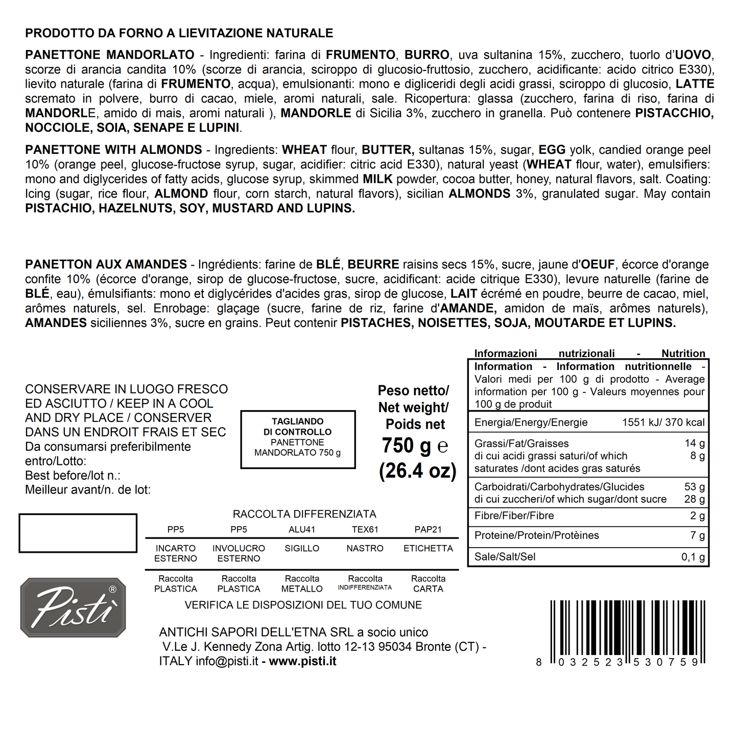 panettone alle mandorle