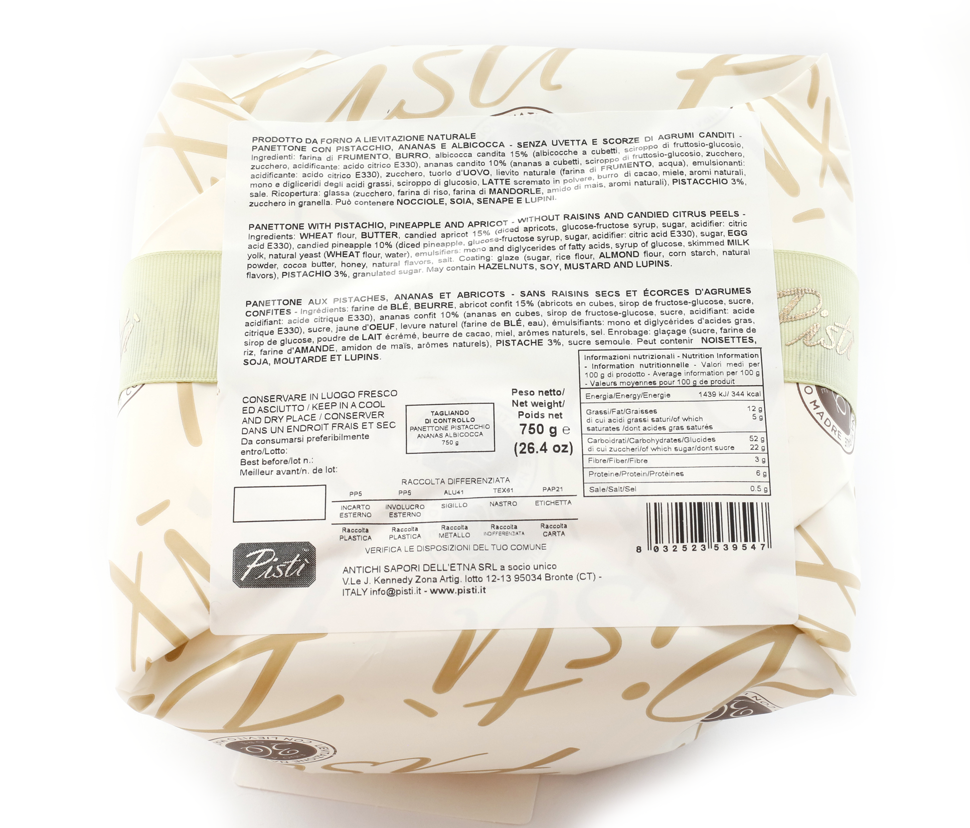 Panettone Pistacchio Ananas e Albicocca - Pisti Shop