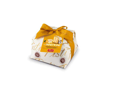 Panettone farcito di Crema al Mandarino di Ciaculli ricoperto di Cioccolato Bianco