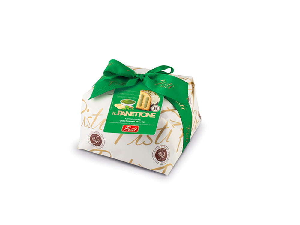 Panettone Stuffed with Pistachio and Covered with White Chocolate