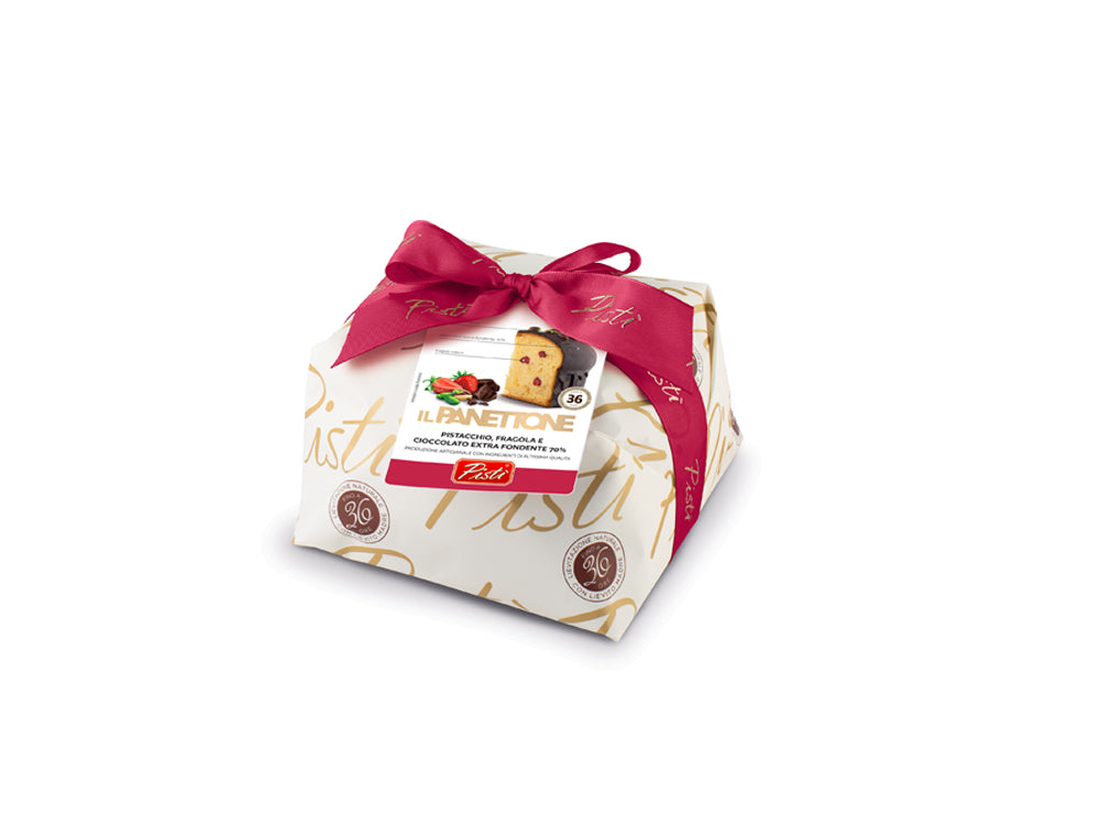 panettone con fragola pistacchio e cioccolato fondente - pisti shop