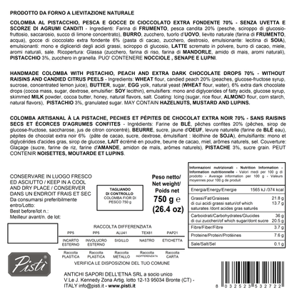 Colomba al Pistacchio Pesca e gocce di Cioccolato - Pisti Shop
