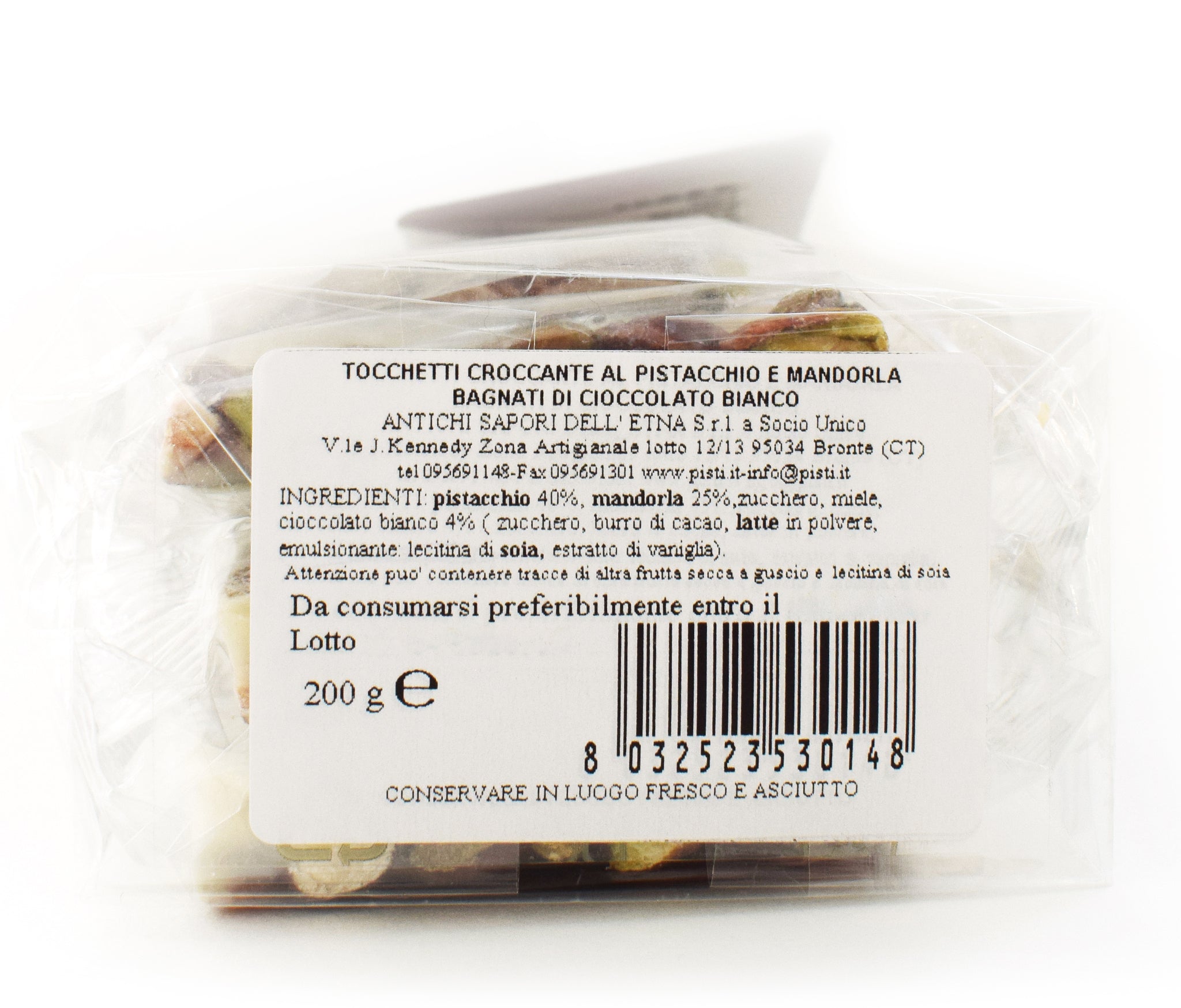 Pieces of Crunchy with Pistachio and Almond with White Chocolate