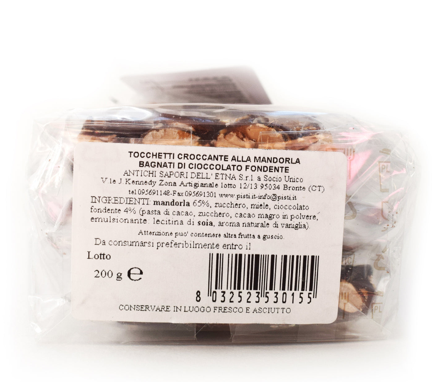 tocchetti di croccante alla mandorla al cioccolato fondente - pisti shop