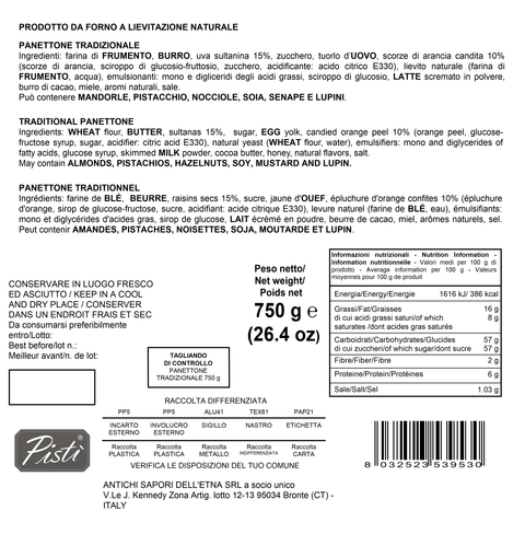 Panettone Tradizionale - Pisti Shop
