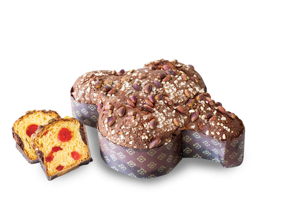 colomba con amarena, glassa al cioccolato e pistacchi - pisti shop