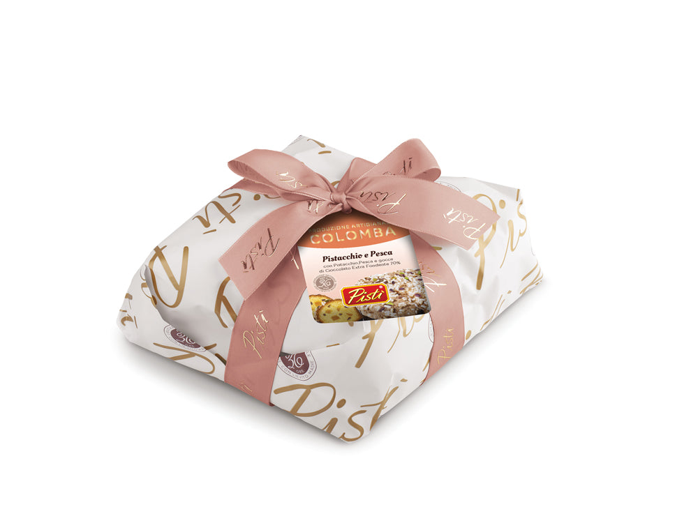 colomba al pistacchio pesca e gocce di cioccolato - pisti shop