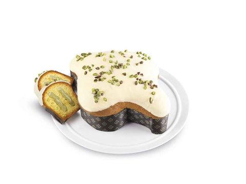 Colomba Farcita con Crema di Pistacchio e Ricoperta di Cioccolato Bianco - Incarto