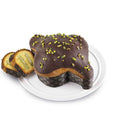 Colomba Stuffed with Pistachio Cream and Covered with Dark Chocolate